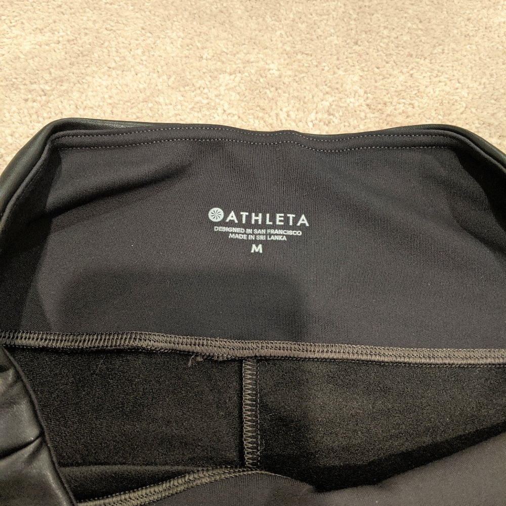 Athleta Faux Leather Fleece Lined Leggings M - Picture 5 of 9